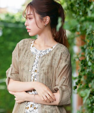 Tiaclasse 【洗える】楊柳バックフリルブルゾン ベージュ