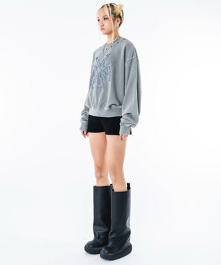 WEGO 【ユニセックス着用ITEM】ブリーチハトメロゴプルオーバー グレー