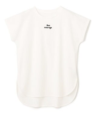 UNFILO L BEAUTY FORM ロゴ刺繍フレンチスリーブTシャツ 白[ロゴ小]