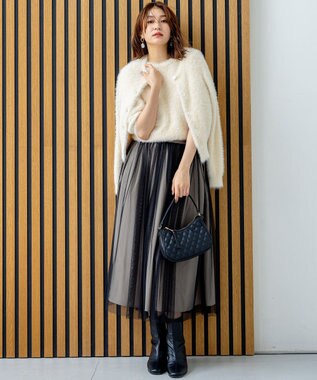 組曲 ナイロンファー半袖プルオーバー アイボリー系