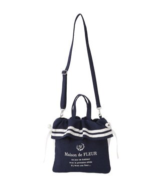 Maison de FLEUR マリンダブルリボン２Ｗａｙトートバッグ Navy