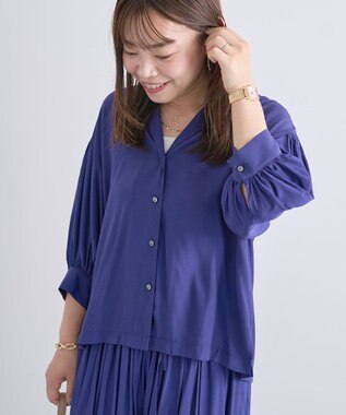 Green Parks 接触冷感シルキータッチローンオープンカラーシャツ