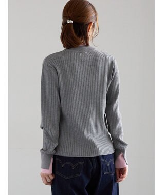 Te chichi 配色レイヤードリブニットプルオーバー グレー