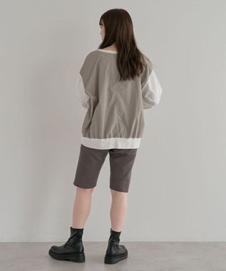 Green Parks グログランテープ配色ドッキングプルオーバー Off White