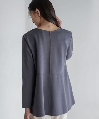 組曲 L バックフレアロングＴシャツ グレー系