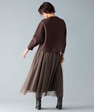 自由区 S ポリエステルホールガーメントラグランボタン ニット ダークブラウン系