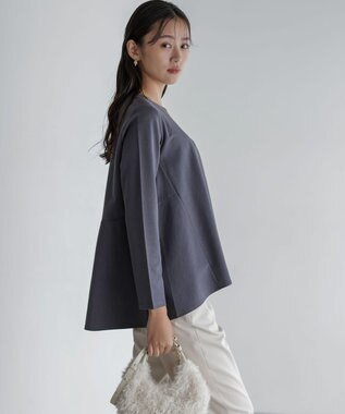 組曲 L バックフレアロングＴシャツ グレー系