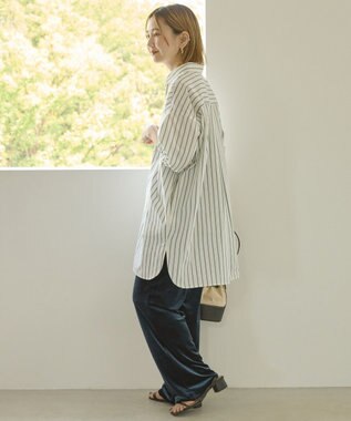 AMERICAN HOLIC イージーケアオーバーチュニックシャツ Stripe