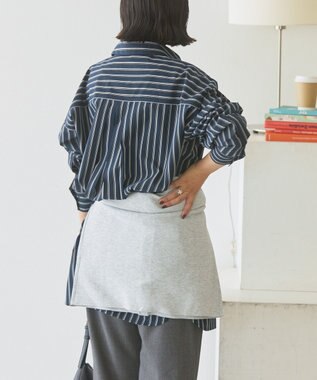 AMERICAN HOLIC イージーケアオーバーチュニックシャツ Stripe Navy