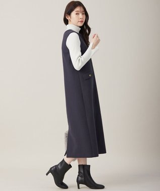 ANY SIS 【2SET】ニードルジャンパースカート × ラメリブタートルニット セット スレート×オフ