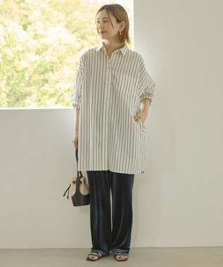 AMERICAN HOLIC イージーケアオーバーチュニックシャツ Stripe
