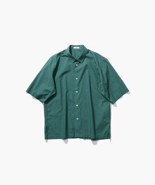 ATON SHRINK COTTON LAWN | オーバーサイズハーフスリーブシャツ - UNISEX GREEN