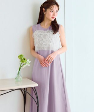 【洗える】チュールキャミレイヤード カットソー ワンピース