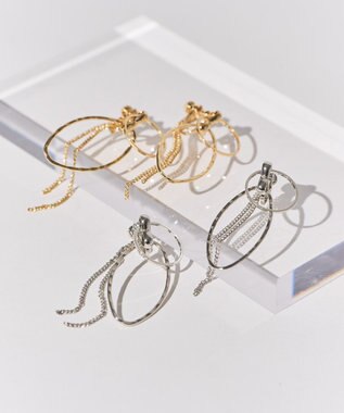 AMERICAN HOLIC ダブルリングチェーンイヤリング Gold