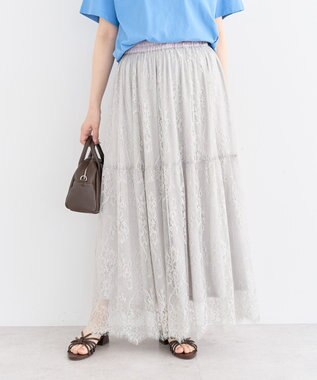 Green Parks ・ＥＬＥＮＣＡＲＥ　ＤＵＥ　レースティアードスカート Gray