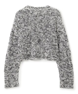 BEIGE， 【洗える・STORY 6月号掲載】THYME / クルーネックコットンメッシュニット Ecru×Black