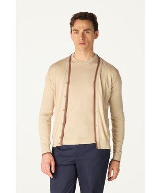 DAKS John Smedley for DAKS ハウスストライプカーディガン アーモンド