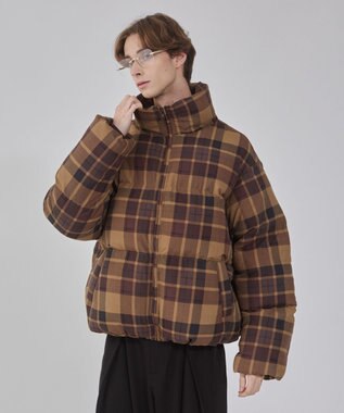 WEGO 【ユニセックス着用ITEM/MLサイズ展開】チェックパファーブルゾン ブラウンチェック1