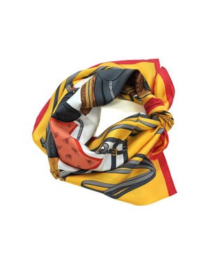 Marca 【伝統横濱スカーフ】鞍とベルト 大判 シルクスカーフ ヤマブキ