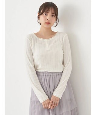 earth music&ecology アイレットジャガードタイトプルオーバー Ivory