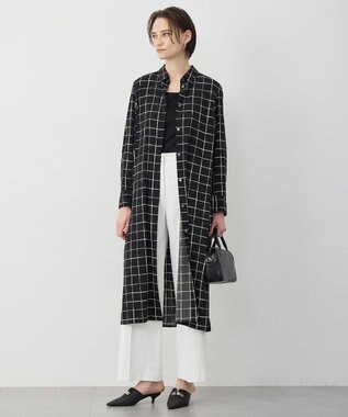 ICB L 【30th ANNIVERSARY】 ウィンドウペンプリント シャツワンピース ブラック×アイボリー