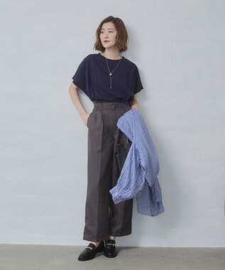 WEGO 【2026春夏新作】接触冷感フレンチスリーブT ネイビー