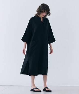 BEIGE， 【洗える】RUE / クロスオーバーVネックワンピース Black