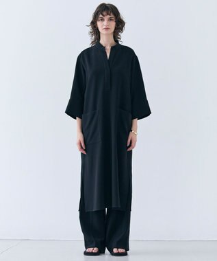 BEIGE， 【洗える】RUE / クロスオーバーVネックワンピース Black