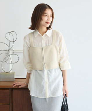 Green Parks ＳＥＴ２点ラメシャギービスチェ＋シャツ