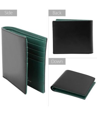 UNBILLION Otias コードバン調牛革バイカラー二つ折り財布 BK-TQ