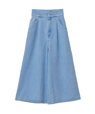 earth music&ecology ダブルベルトデザインワイドパンツ Light Indigo