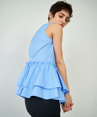 GRACE CONTINENTAL ヘムフリルノースリーブ ブルー