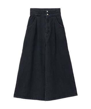 earth music&ecology ダブルベルトデザインワイドパンツ Black