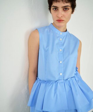 GRACE CONTINENTAL ヘムフリルノースリーブ ブルー