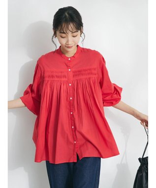 CRAFT STANDARD BOUTIQUE インド綿ピンタックブラウス Red
