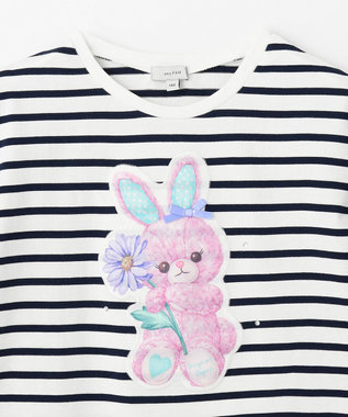 ANY KIDS ウサギ ボーダー Tシャツ ネイビー系