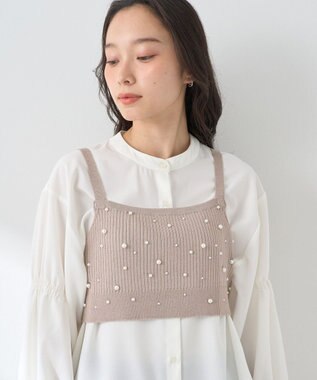 earth music&ecology ＳＥＴ２点パールビスチェ＋シャツ Beige