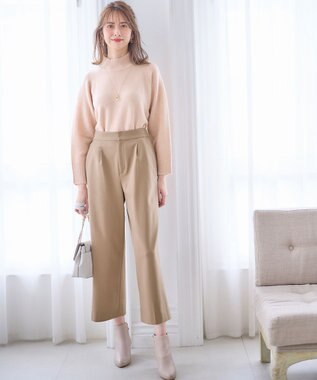 ANY SIS 【シリーズ累計7万本突破！】サーモ2WAYストレッチ ワンタック ワイドパンツ キャメル