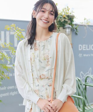 Tiaclasse ラメシアー天竺パールボタンカーディガン オフホワイト