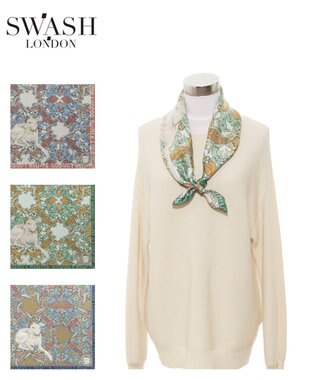 MOONBAT SWASH LONDON 大判シルクツイルスカーフ Tapestry 68×68cm 日本製 グリーン