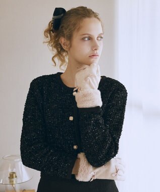 Maison de FLEUR プチリボンファーグローブ Light Pink