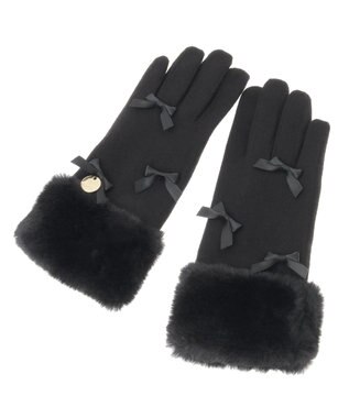 Maison de FLEUR プチリボンファーグローブ Black