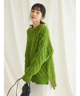 CRAFT STANDARD BOUTIQUE ブラッシングケーブルニット Green