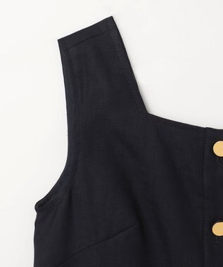 GRACE CONTINENTAL リネンタッチ配色ワンピース ネイビー