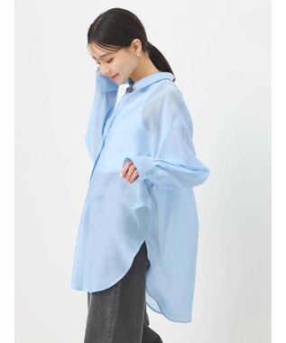 earth music&ecology ＢＩＧシアーシャツ Blue