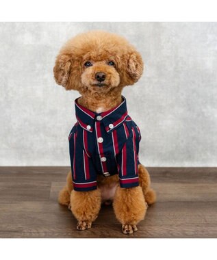 PET PARADISE J.PRESS レジメンタル シャツ 小型犬 ネイビー×レッド
