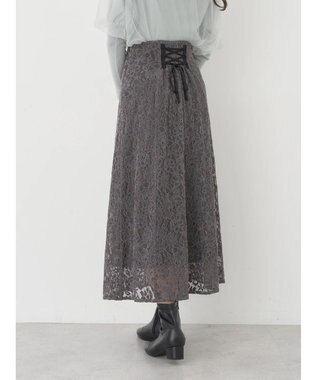 earth music&ecology モールレーススカート Charcoal Gray