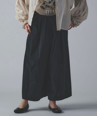 muuc 〈綿100%〉〈涼しいワッシャー生地〉〈裾タック入り〉ワイドパンツ