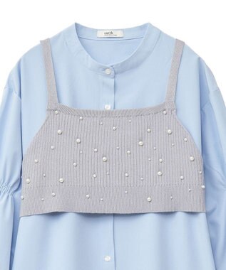 earth music&ecology ＳＥＴ２点パールビスチェ＋シャツ Gray
