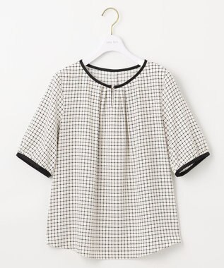 ANY SIS L 【洗える】 バイカラータック ブラウス モノトーンチェック
